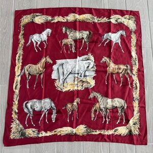 HERMES Les Poulains Equestrian Horses Silk Scarf Xavier de Poret VGUC